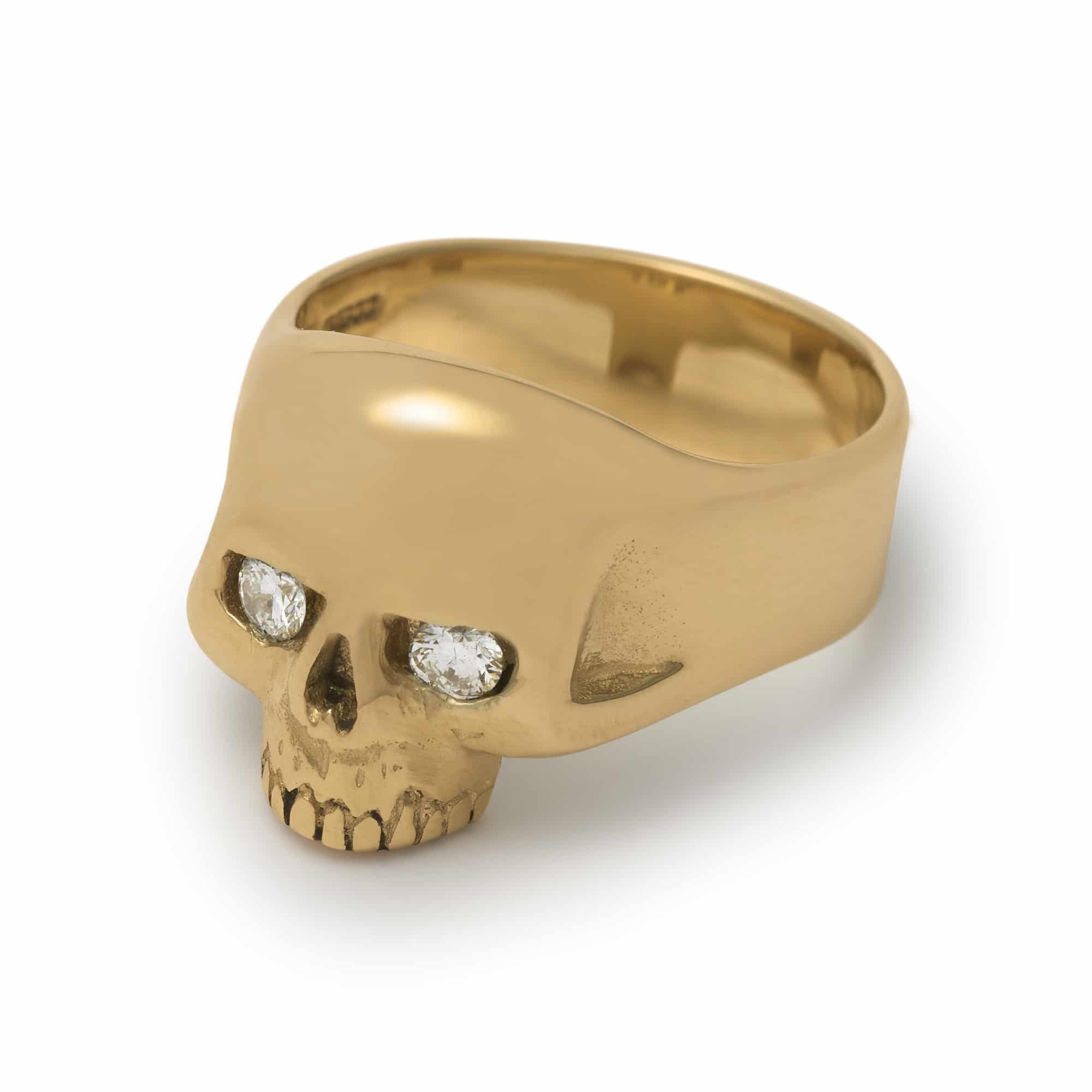 Solid 9ct Gold Smallest Evil Skull Ring with Diamond Eyes - The Great ...