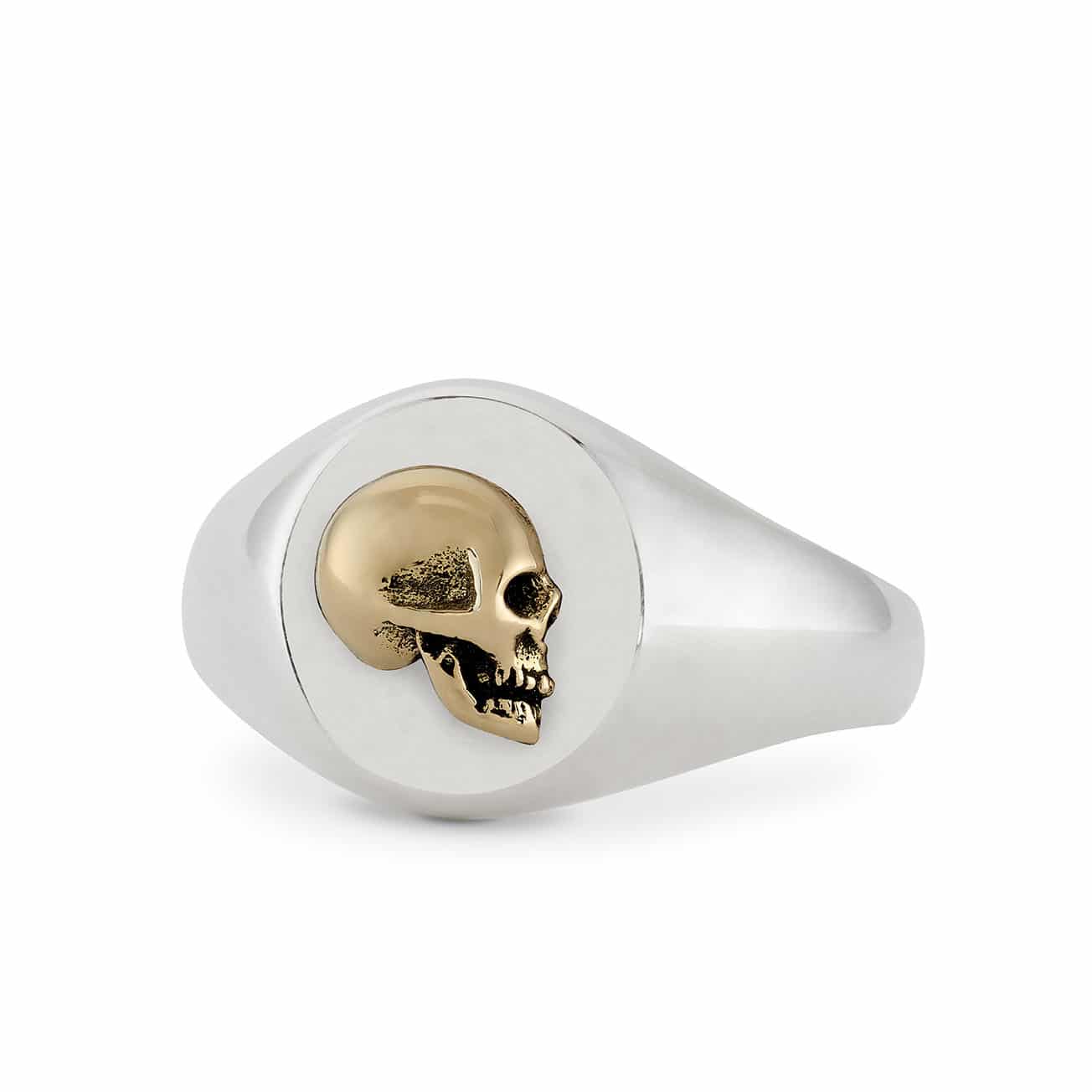 Small Silver Signet with 18ct Gold Skull